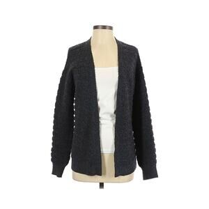 Chelsea 28 Fuzzy Textured Charcoal Gray Open Front Cardigan Sweater Size X-Small